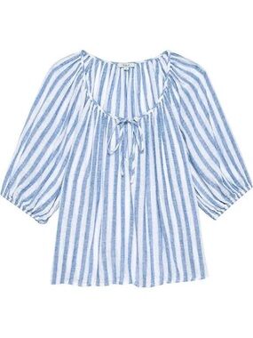 Rails Kirstie Linen Shirt Small Casablanca Stripe Slouchy Nautical Beach Top